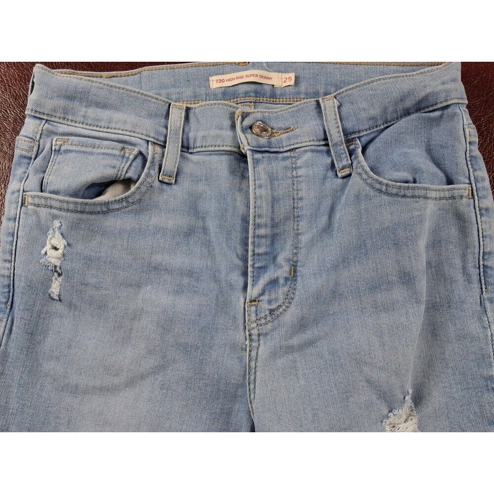 ⭐ Levi’s 720 High Rise Super Skinny Jeans Women’s Size 25 Blue Stretch Denim - Picture 8 of 16